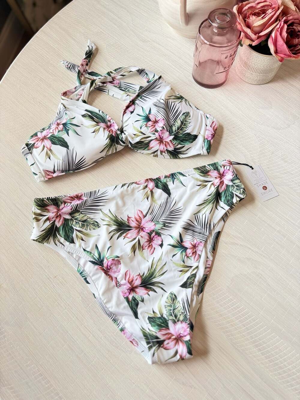 Shade & Shore Floral Bikini Set 38D Top & XL Bottom